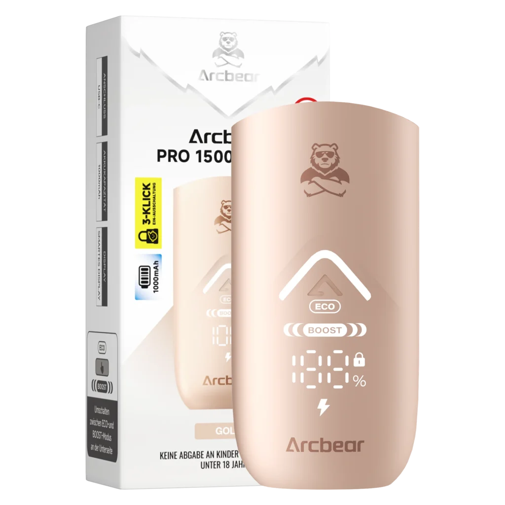 Arcbear Pro 15000 Akku Basisgerät in Gold mit Verpackung