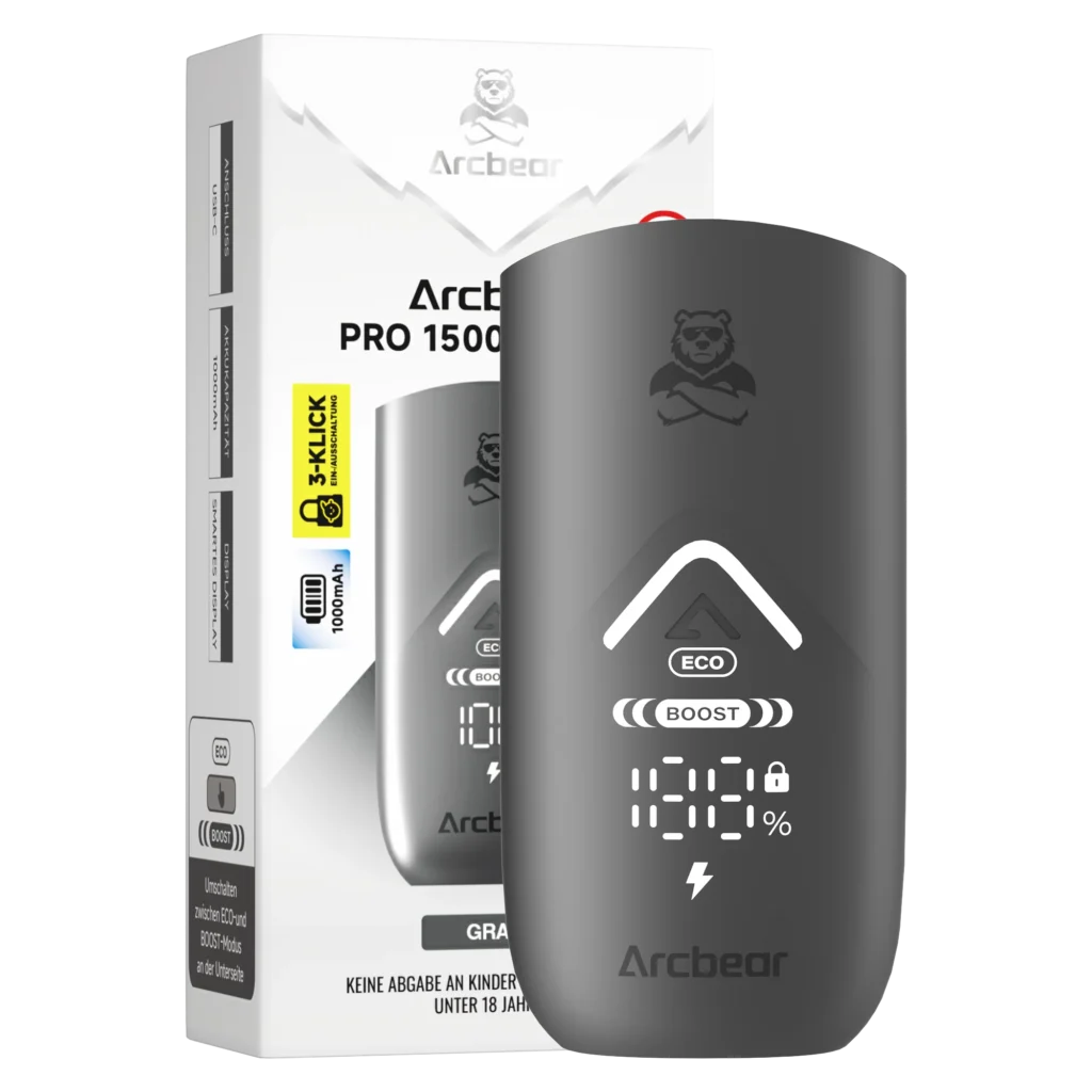 Arcbear Pro 15000 Akku Basisgerät in Grau mit Verpackung