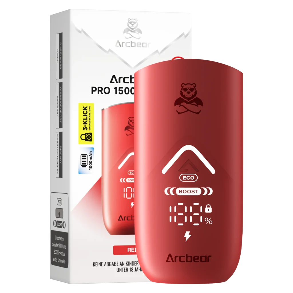 Arcbear Pro 15000 Akku Basisgerät in Rot mit Verpackung